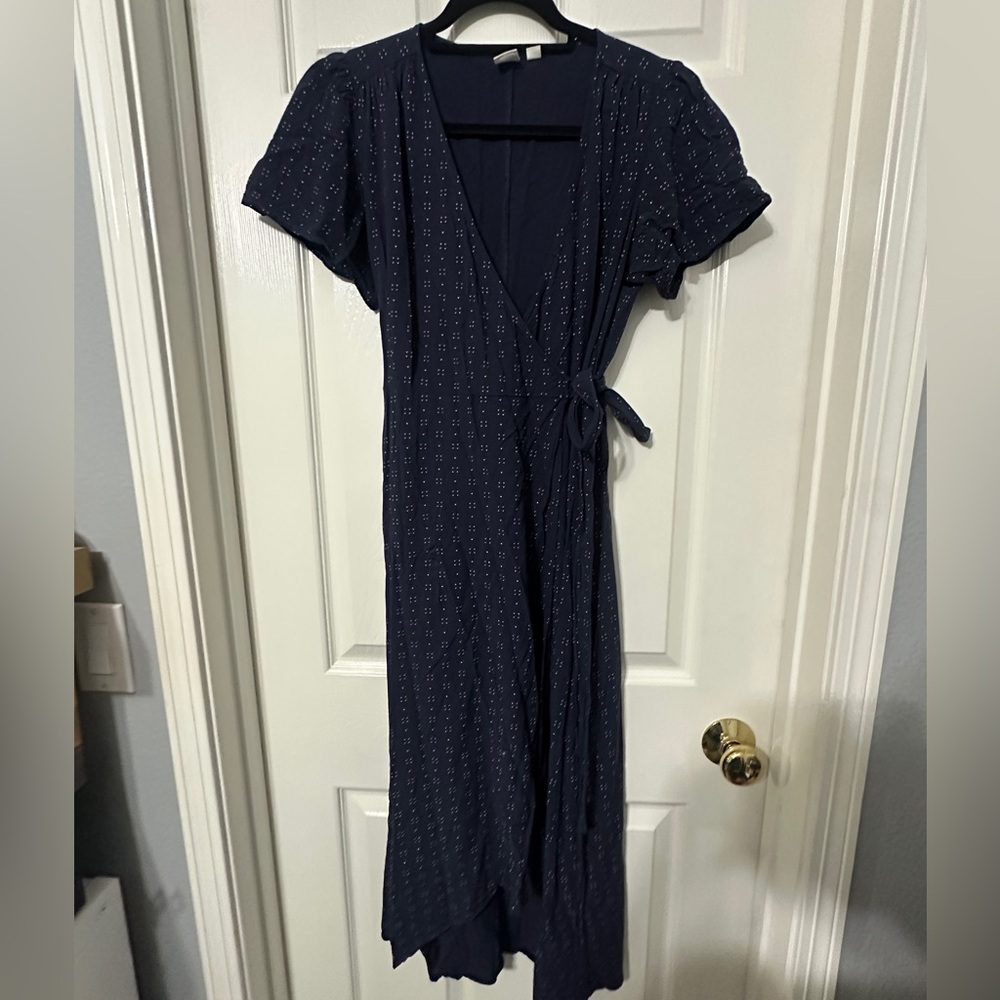 Gap polka dot wrap maxi dress